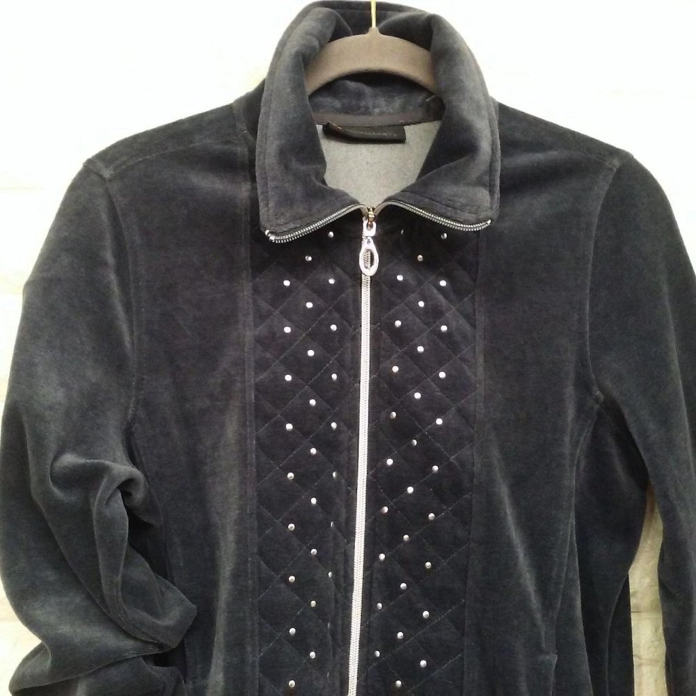 Activology Velour Knit Metallic Zip-up Sz-PS Grey